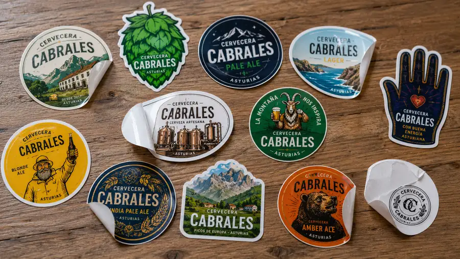 Adhesivos troquelados impresos por Pingraf para la Cervecera de Cabrales