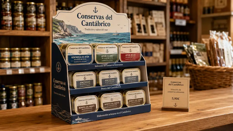 Expositor de mostrador impreso por Pingraf para Conservas del Cantábrico