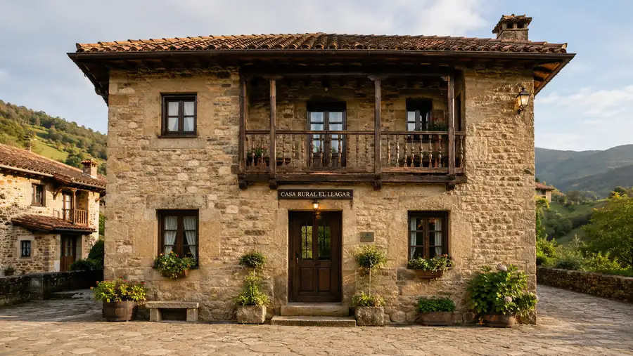 Rótulo de fachada de Casa Rural Llagar fabricado e instalado por Pingraf en Asturias
