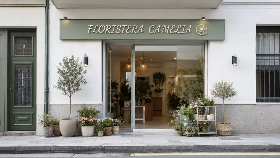 Rótulo de fachada de Floristera Camelia fabricado e instalado por Pingraf en Asturias