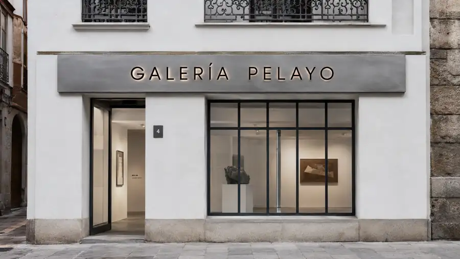 Rótulo de fachada de Galeria Pelayo fabricado e instalado por Pingraf en Asturias