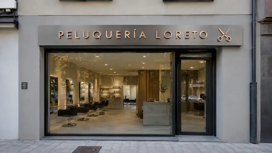 Rótulo de fachada de Peluquería Loreto fabricado e instalado por Pingraf en Asturias