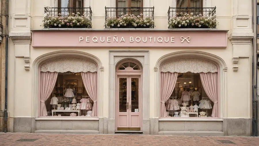 Rótulo de fachada de Pequena Boutique fabricado e instalado por Pingraf en Asturias