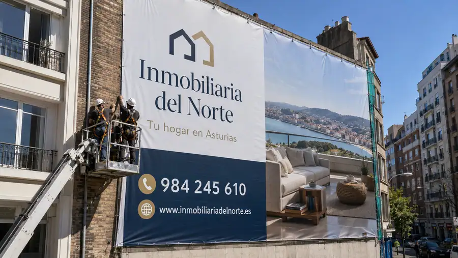 Lona publicitaria de gran formato impresa por Pingraf en Oviedo