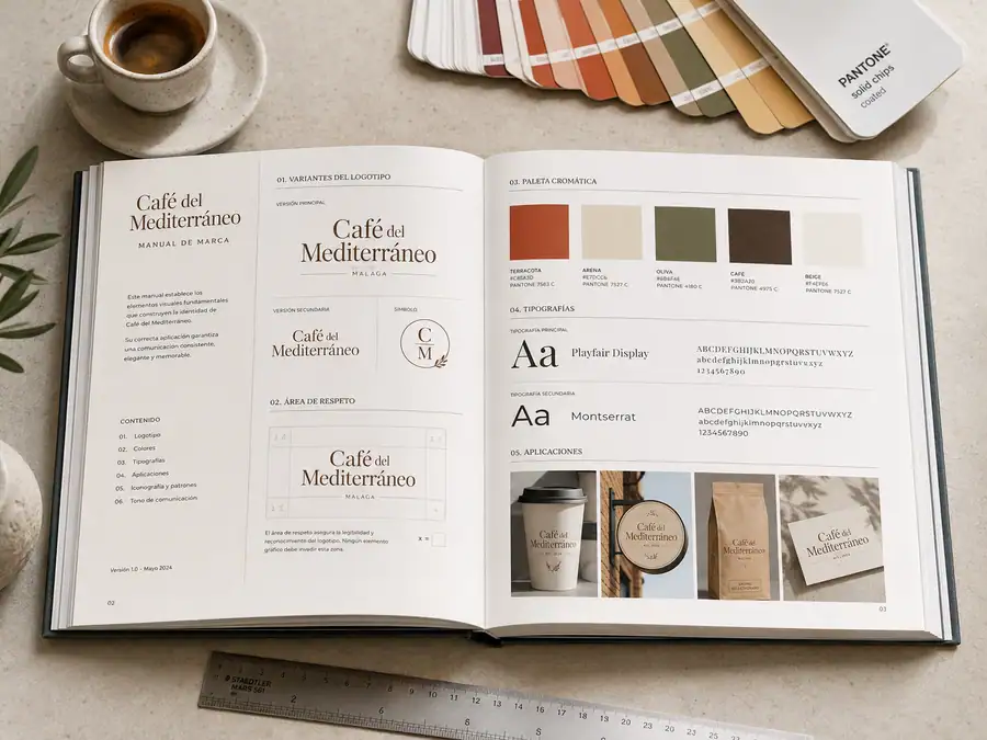 Manual de marca diseñado por Pingraf para el Café Mediterráneo