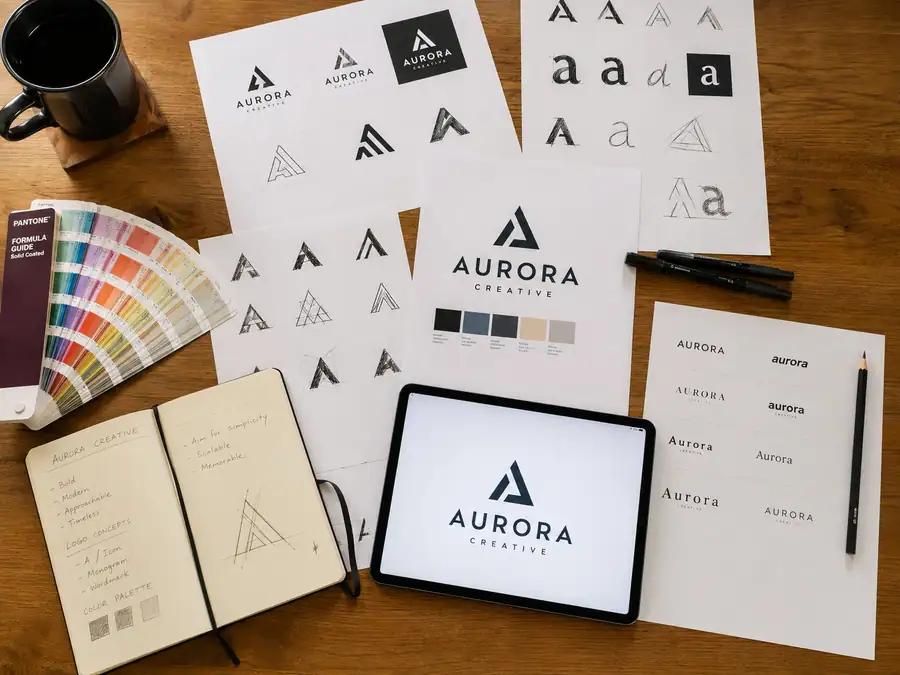 Proceso de diseño: bocetos y propuestas de logotipo de Pingraf