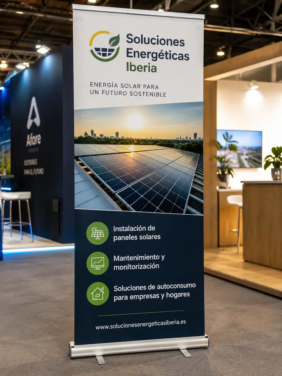 Roll-up enrollable impreso por Pingraf para Soluciones Energéticas en Oviedo